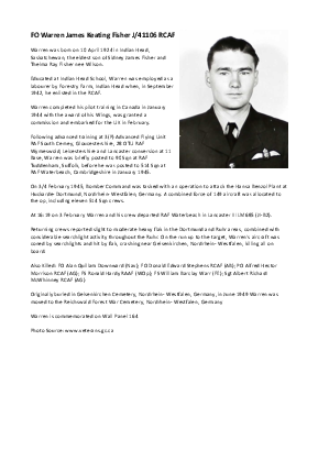 A preview of a PDF biography for Fisher, Warren James Keating